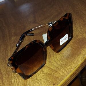 True Religion Brown/Gold Square Sunglasses
